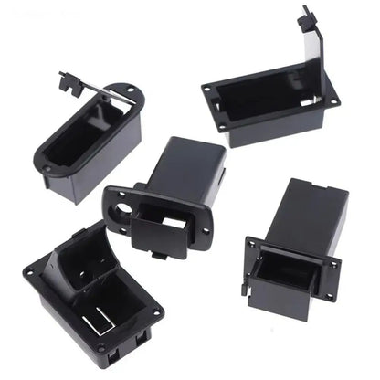 Boîte de batterie de micro de guitare noire Durable, support de batterie en plastique 9V, boîte de rangement de pièces de guitare, boîtier de batterie