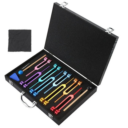 Ensembles de diapasons Chakras colorés, diapason de guérison, fourchettes de méditation en alliage d'aluminium, Instruments de Percussion portables