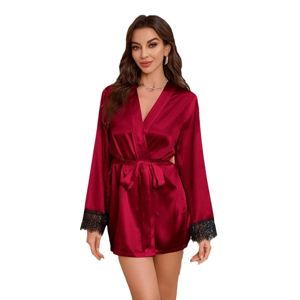 Women's Sexy Lace Back Dress Home Nightgown Silky Wedding Robe Nighty Loungewear New Collection