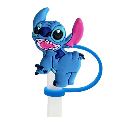 1-8Pcs Stitch Straw Cover Cap, Reusable Dustproof Cup Cover, Cartoon Drink Straw Plug, Splash Proof Straw Cap, Gift for Kids