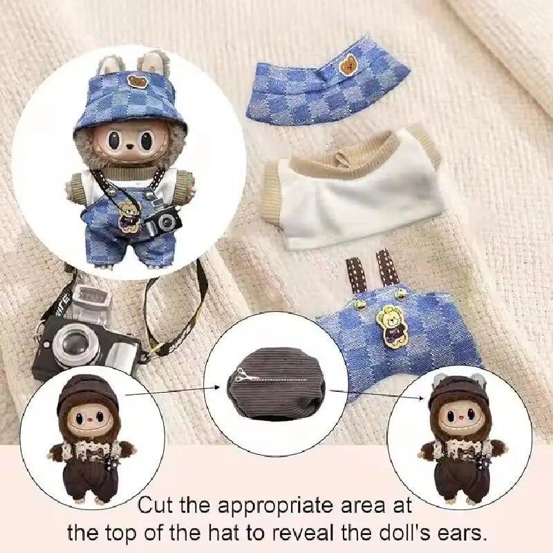 For Gxlaihly 17cm Labubu Doll Clothes Outfit Cute Costume Suitable for 17cm Labubu Dolls Fashionable Doll Clothing