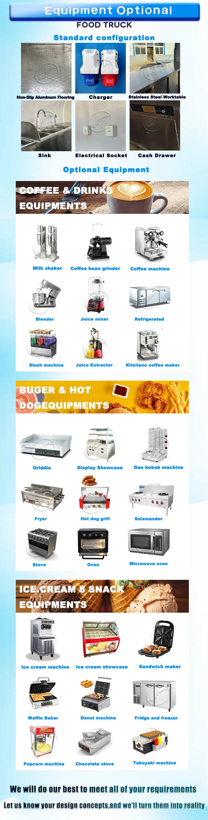 Outdoor Food Trailer with Well-Equipped Interior Space Practical Mobile Kitchen for Catering Events