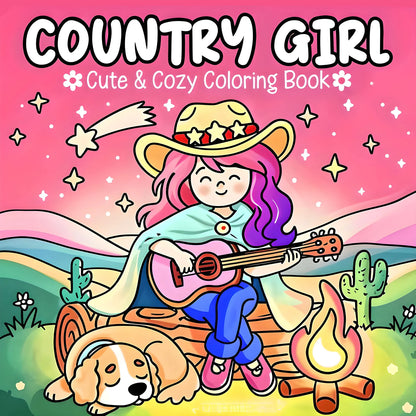 COUNTRY GIRL: Coloring Book for Adults Featuring Cute Cozy Daily Activities for Relaxation (Cozy Spaces Coloring)