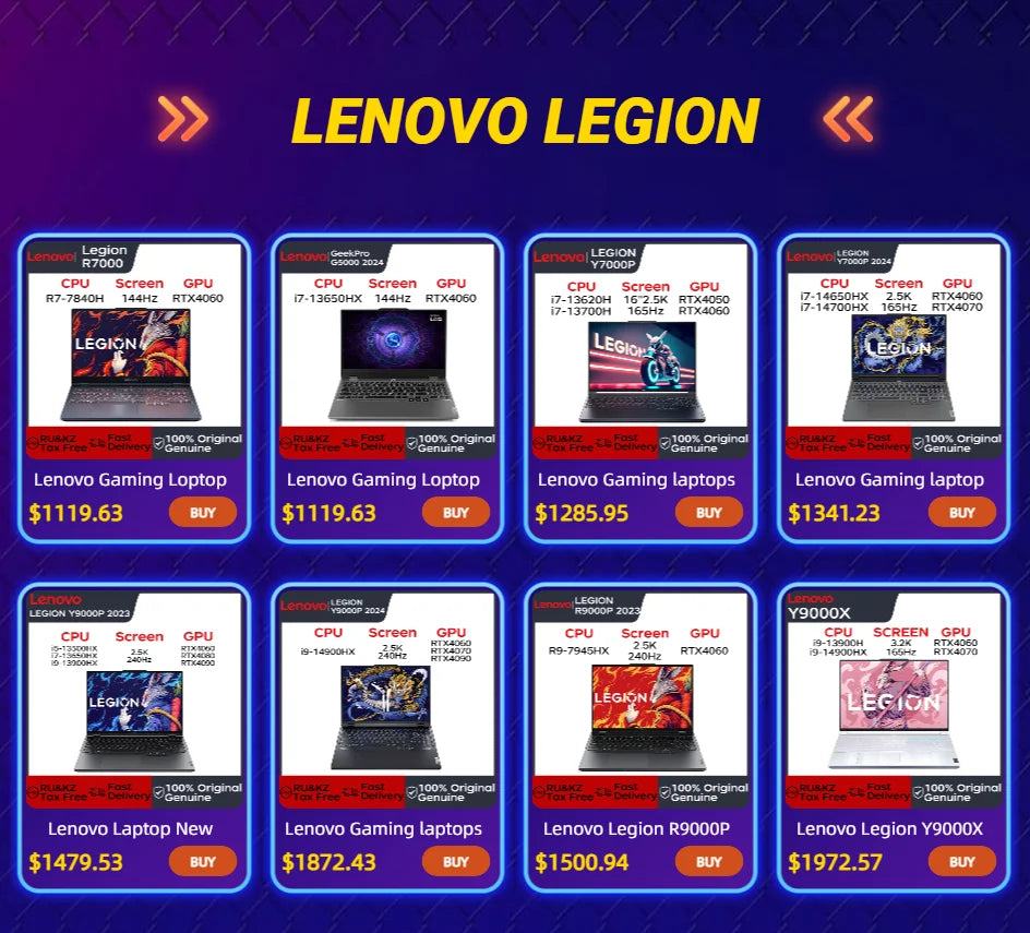 Ordinateur portable de jeu Lenovo LEGION Y7000P 2024, écran 16 pouces 2.5K 165HZ, i7-14650HX/14700HX, 16G/32G, RTX4060/RTX4070