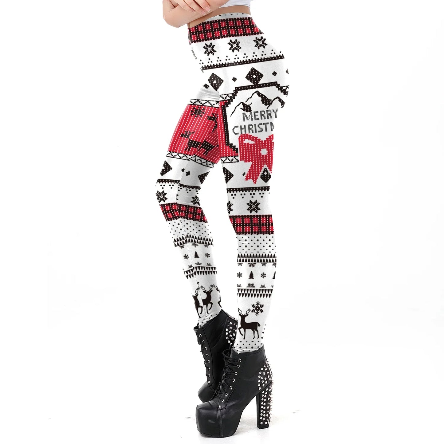NADANBAO Merry Christmas Leggings for Woman Green White Stripe Pattern Pants Xmas Party Pants Girls Sexy Tights Fitness Workout