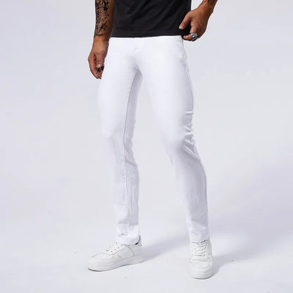 Jeans décontracté blanc pour hommes Nouveau pantalon en denim Confortable Mode extensible Coupe ajustée Droite Pantalon Homme Vêtements Streetwear