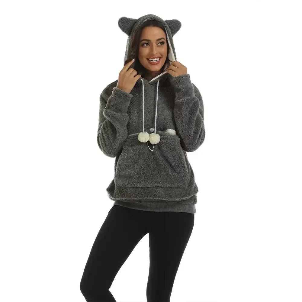 Sweatshirt Cat Lovers Hoodie Kangaroo Dog Pet Paw Dropshipping Pullovers Cuddle Pouch Sweatshirt Pocket Animal Ear Hooded Plus