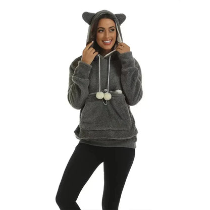Sweatshirt Cat Lovers Hoodie Kangaroo Dog Pet Paw Dropshipping Pullovers Cuddle Pouch Sweatshirt Pocket Animal Ear Hooded Plus