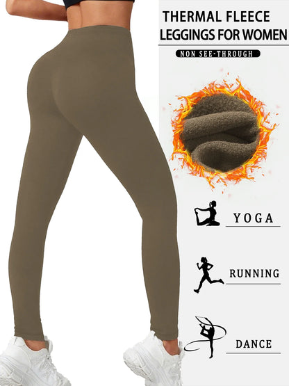 Plus size fleece lined leggings. Women's pants designed for winter yoga, workouts, and cold weather activities