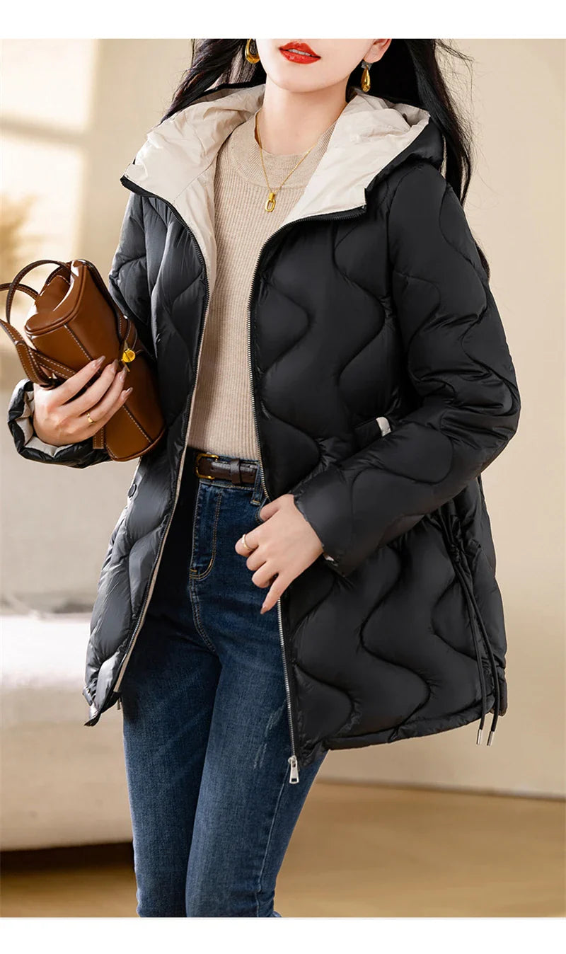 2024 New Winter Jacket Parkas Women Coat Fur Collar Hooded Overcoat Female Jacket Parka Thick Warm Cotton Padded Outwear