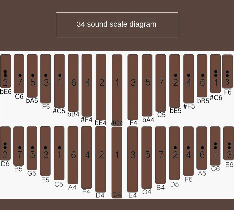 LINGTING-Kalimba à double pouce avec accessoires, clavier musical professionnel, 34 prédire, notes en C