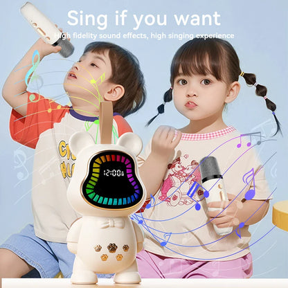 New Karaoke Speaker With Wireless Microphone Sing Bluetooth 5.3 Cute Children Gift Toy Hifi Sound Stereo Mini Audio RGB Lighting