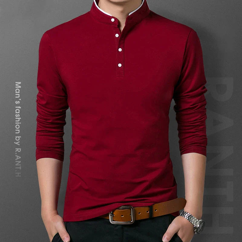 Polo à manches longues pour hommes, style décontracté et chic, idéal pour l'été, confortable et respirant, parfait pour les occasions formelles.