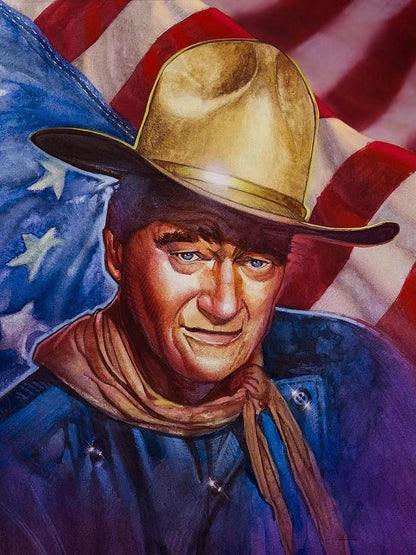 5D DIY Diamond Painting Cowboy John Wayne Full Round Diamond Mosaic Picture of Rhinestones Diamond Embroidery Home Decoration