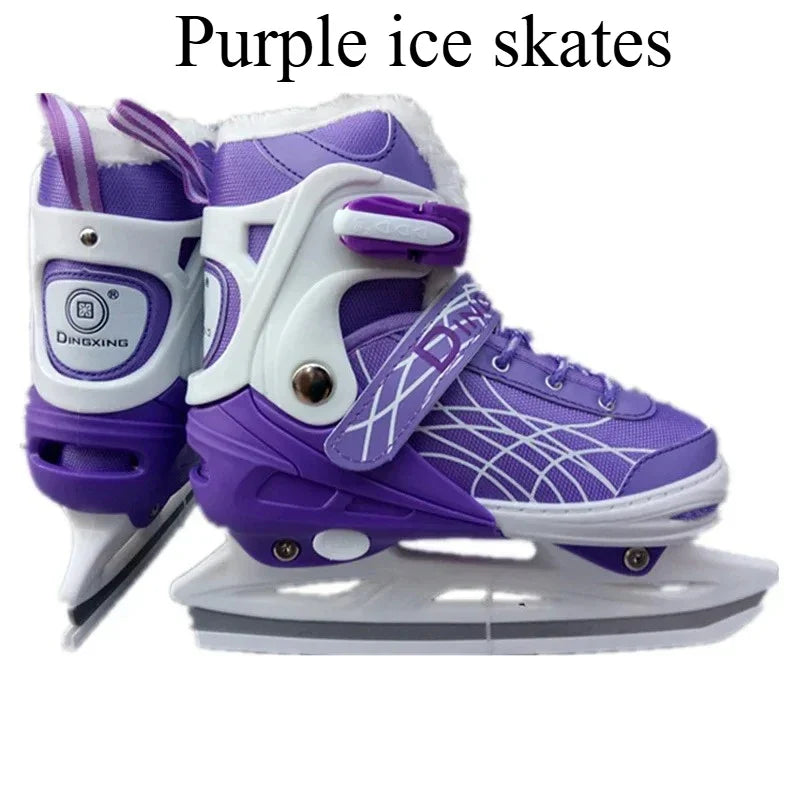 Chaussures de patins à glace extensibles, chaussures de hockey sur glace réglables, chaussures de patinage de vitesse épaisses et chaudes pour filles, garçons, femmes et hommes