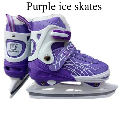 Chaussures de patins à glace extensibles, chaussures de hockey sur glace réglables, chaussures de patinage de vitesse épaisses et chaudes pour filles, garçons, femmes et hommes