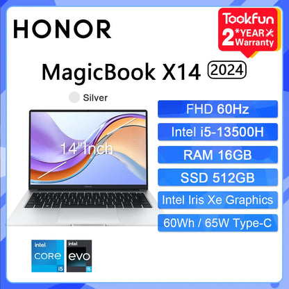 HONOR MagicBook X14 Pro 2024 Laptop Intel Core i5 AMD Ryzen R5 16GB 512GB 1TB 14"Inch FHD Notebook Ultrabook Computer PC FRI-H56