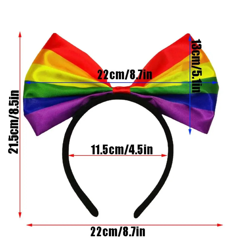 Colorful Rainbow Bowknot Hair Hoop Beautiful Fabric Art Rainbow Bow Headband Soft Durable Party Head Hoop Party Supplies