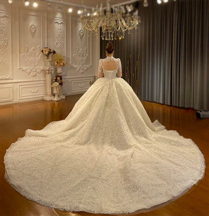 Customized NS4963 Long Sleeves Lace Wedding Dresses New With Handwork Beading