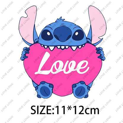 Stitch Love Cartoon Stickers  Iron-on Transfers for Clothing Firm and Fadeless  Stickers Easy to Use DIY Decoration