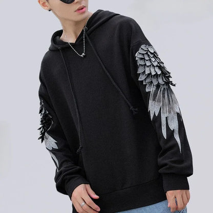 Hoodie brodé pour hommes, streetwear de luxe blanc sans marque, automne, pas cher, Emo, style Hip Hop