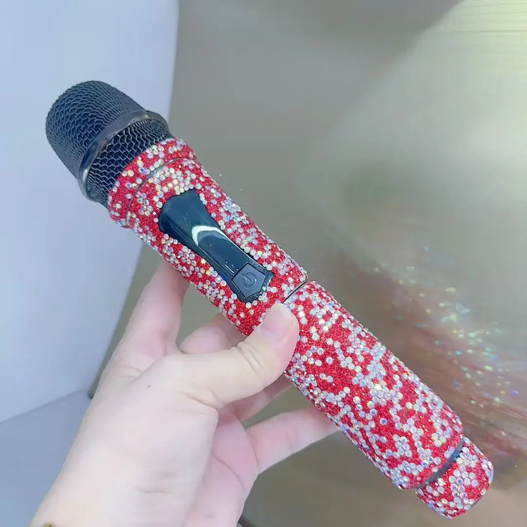 Microphone sans fil diamant de luxe, micro portable à fréquence fixe UHF, pour karaoké, danse, spectacle d'église professionnel, réunion