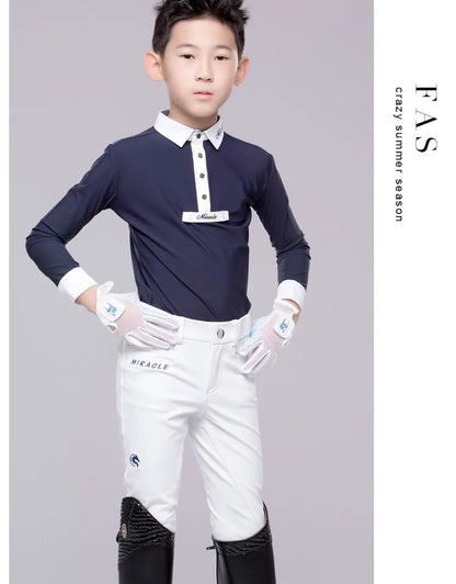 Equestrian Children's Spring and Autumn Summer Competition Short sleeved Long sleeved T-shirt