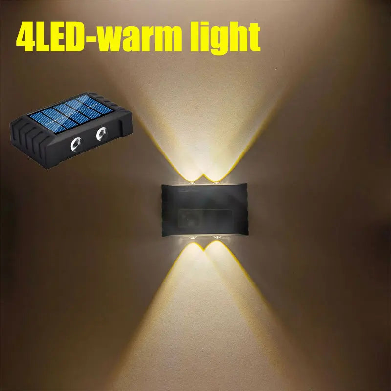4/6/8/10LED s lampe murale solaire cour rue décor lumière extérieure étanche haut et bas éclairage lumineux jardin paysage lampe
