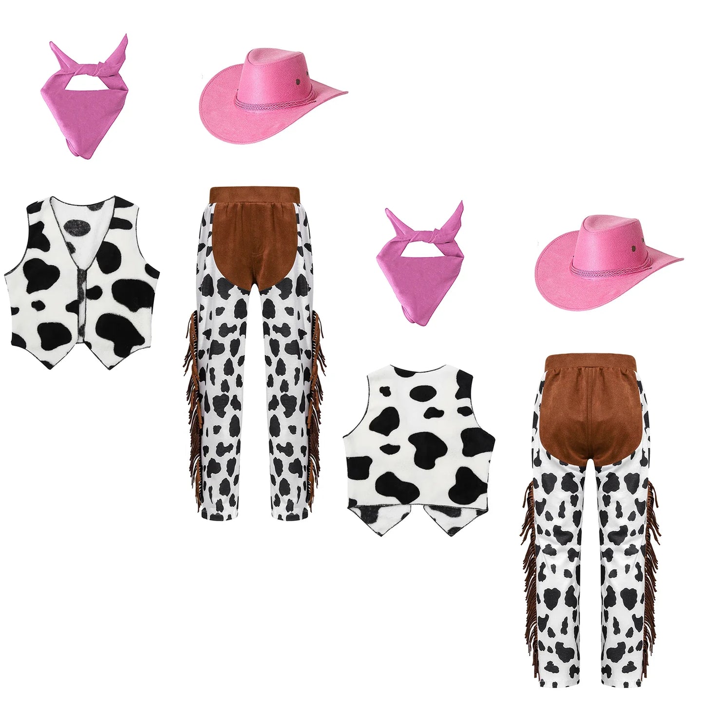 Costumes de Cowboy Western pour Enfants, Tenue de Cowboy pour Bol et Garçons, Chaps Pantalon avec Glaand Bandana Chapeau, Cowgirls fur s Up, ixd'Halloween