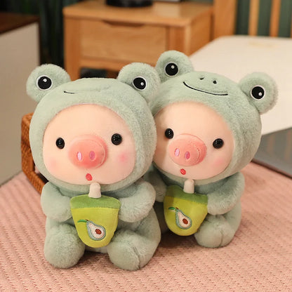 Peluche Kawaii Cochon Boba, Animal en Peluche Cochon, Déguisement Licorne Grenouille, Oreiller Doux, Jouets pour Enfants, Cadeau d'Anniversaire