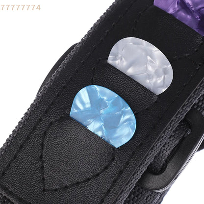 Accessoires de ceinture sangle de guitare électrique réglable en cuir PU avec 3 supports de plectres pour guitare acoustique et basse