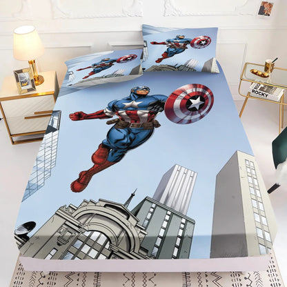 Marvel's Avengers 2/3pcs Bedding Set Fitted Sheet Printed 100% Polyester Anime Home Decor Suitable For Children And Adults