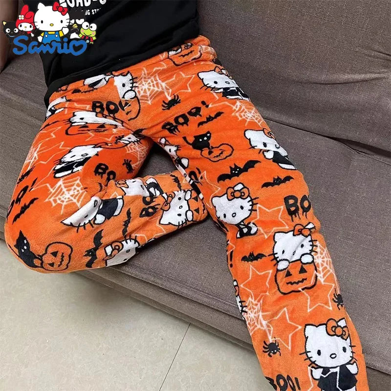 Sanrio Hello Kitty Pajamas Christmas Hello Kitty Flannel Pants Winter Warmth Pajamas Home Pants In Autumn Winter Fashion Trous