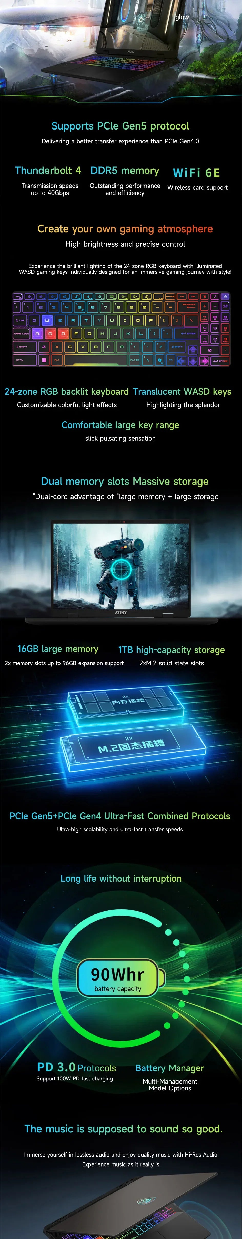 2025 MSI Crosshair 16 HX AI Gaming Laptop 16 Inch QHD 2.5K 240Hz IPS Screen Netbook Intel Ultra 9-275HX 32GB 2T RTX5060 Notebook