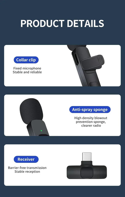 Xiaomi Wireless Lavalier Microphone Mini Portable Audio Video Recording Mic for iPhone Android Live Broadcast Gaming