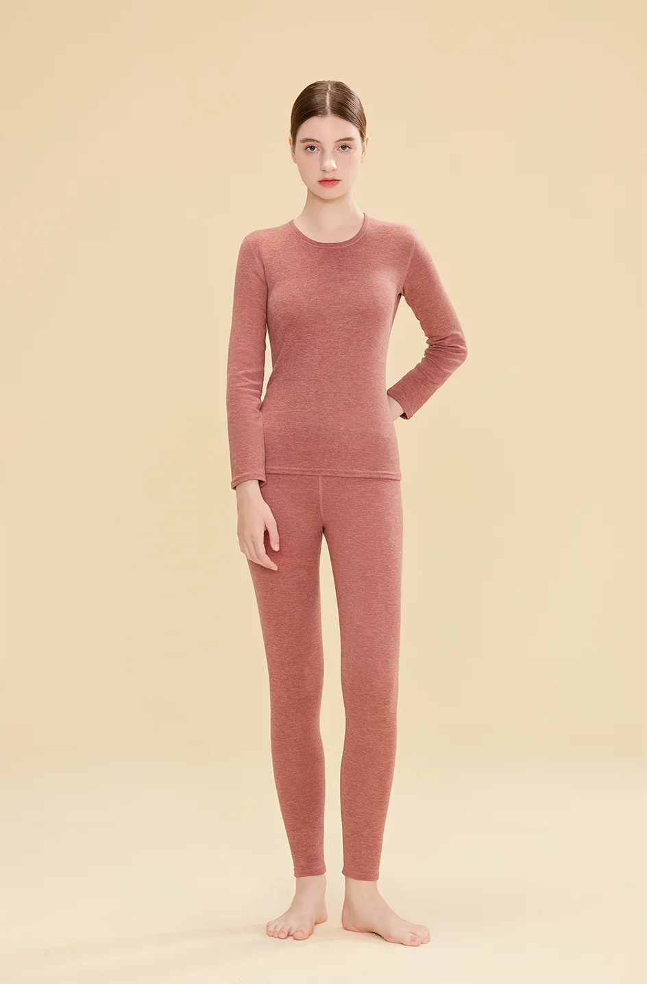 1 ensemble de sous-vêtements thermiques chauds en laine et soie pour femmes, ensembles de vêtements thermiques longs pour l'automne et l'hiver