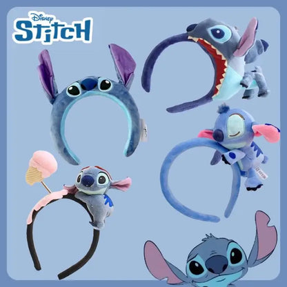 Serre-tête Stitch, dessin animé, mignon, antidérapant, pour le lavage du visage, soin de la peau, bandeau doux, accessoire de cheveux amusant pour fête, cadeau pour fille.