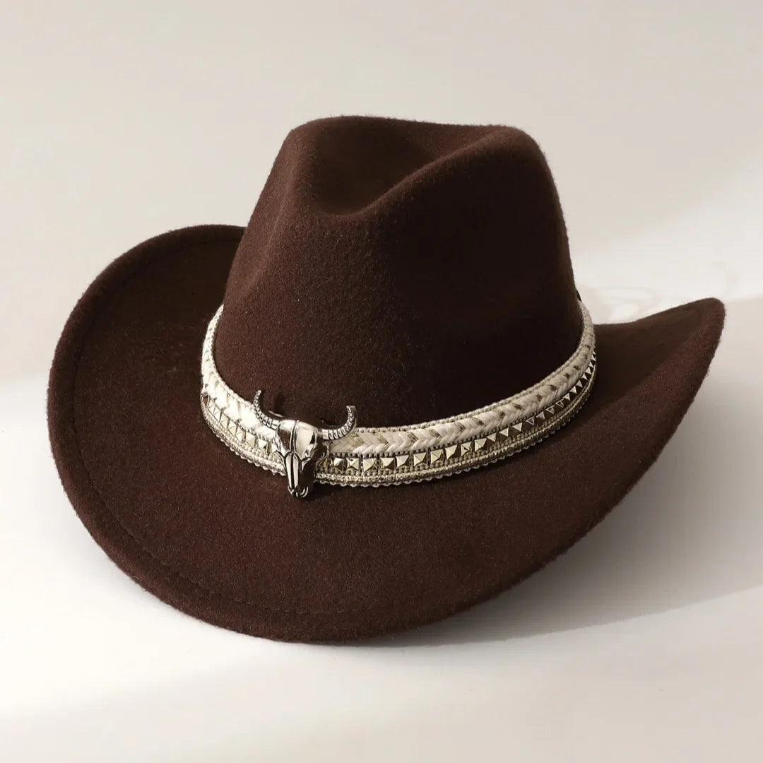New Western Style Cowboy Hat, Ethnic Style Rolled Edge Hat, Sun Hat, Jazz Hat, Outdoor Travel Hat Cow Print Cowboy Hat