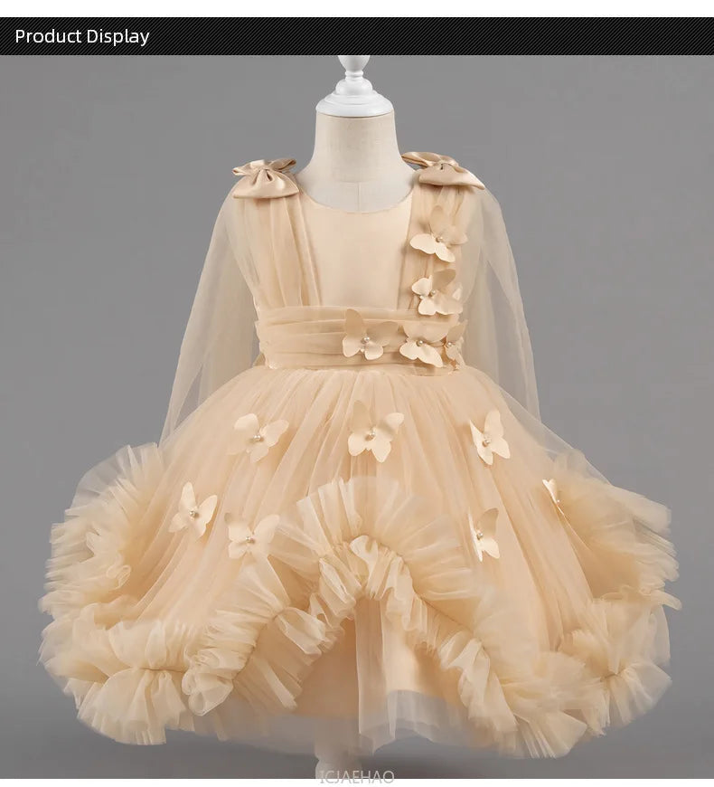 Robe de soirée 2025, robe de princesse pour filles, tenue de concours de fleurs, piano, Recital, anniversaire, mariage, jupe de ballerine, occasion formelle
