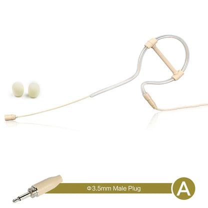 Casque beige à oreillette unique, microphone, fonctionnement mains libres, prise XLR 3,5 mm, 3 broches, 4 broches, avec bonnette de microphone