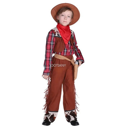 Western Cowboy Drama Performance Costume Kids Masquerade Cowboy Costumes For Boys Carnival Purim Parade Stage Play Party Dress