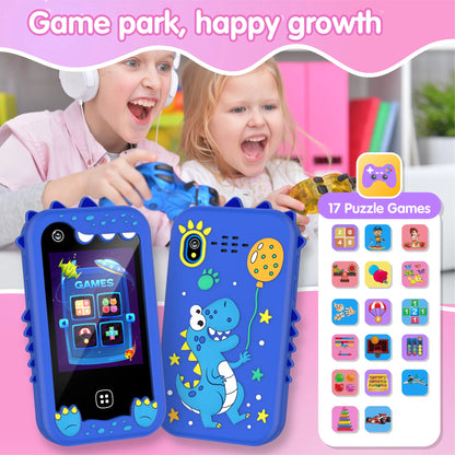 Téléphone intelligent pour enfants Filles Garçons Jouets Téléphone portable Double appareil photo Lecteur de musique 17 jeux Téléphone d'apprentissage pour tout-petits Cadeaux d'anniversaire