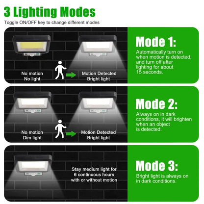 117 COB lampe murale solaire capteur de mouvement Led lumières solaires 3 Modes avec télécommande lampe extérieure étanche pour jardin cour décor