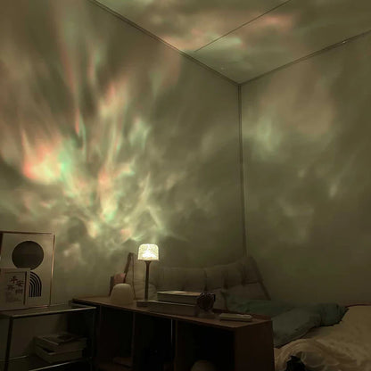 Water Ripple Lamp Rechargeable Night Light Atmosphere Desk Lamp Ocean Wave Projector Lamp for Home Bedroom Living Room