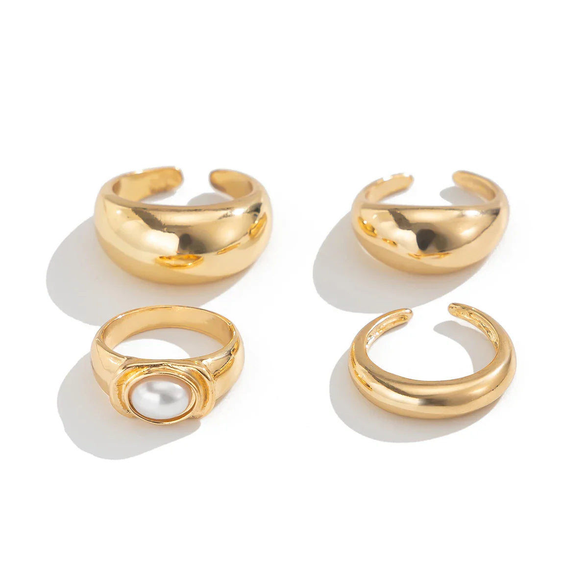 Ingmark-Bagues géométriques lisses simples pour hommes et femmes, ensemble de 4 pièces, style bohème, perles exquises, nouvel an, bijoux