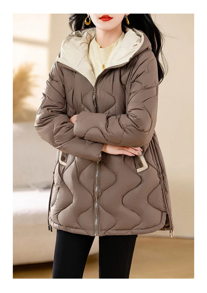 2024 New Winter Jacket Parkas Women Coat Fur Collar Hooded Overcoat Female Jacket Parka Thick Warm Cotton Padded Outwear