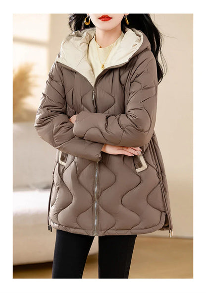 2024 New Winter Jacket Parkas Women Coat Fur Collar Hooded Overcoat Female Jacket Parka Thick Warm Cotton Padded Outwear