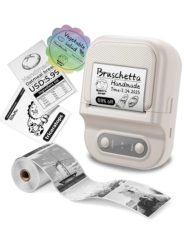 Portable Printer Mini Label Printer Self-adhesive Inkless 12-58mm Label Makers For Photo/Label/Home/Office/Business/Gifts As B21