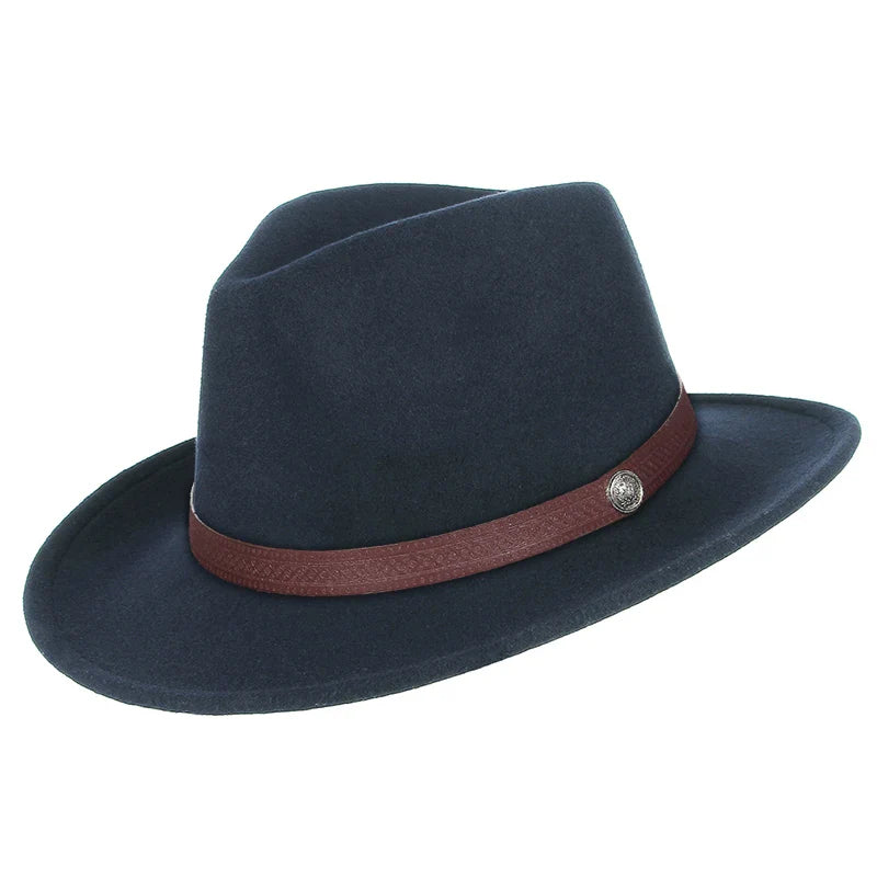 Western Cowboy Hat for Men and Women, Wide Brim Fedora Jazz Hats, Cowgirl Hat with Belt, Autumn and Winter