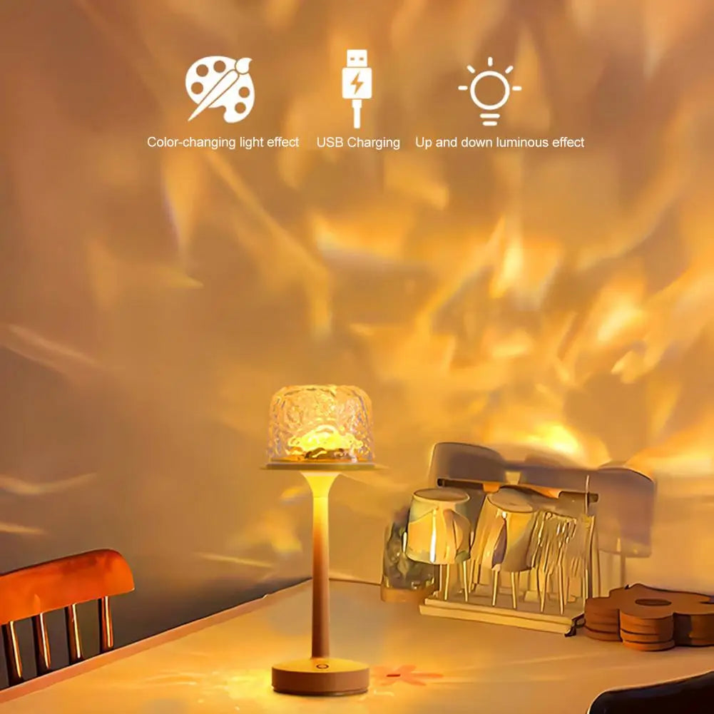 LED Night Light with Remote Control Dimmable Rechargeable LED Lamp 16 Colors Water Ripple Ambient Night Light Bedside Lamp